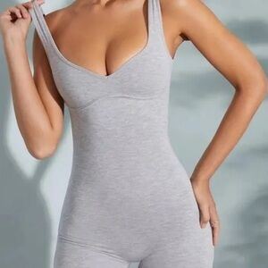 Oh Polly Light Gray Sweetheart Neckline Romper